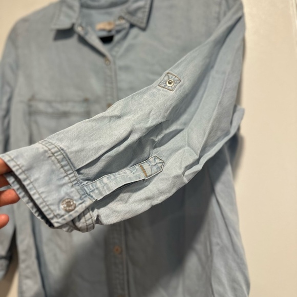 7 for all mankind Women’s Med. Chambray Shirt Button Down Casual Lagenlook Blue. - Picture 6 of 12